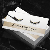 まつげエクステンションメイクアップアーティストストライプ金ゴールド 名刺