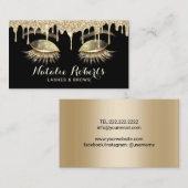 まつげエクステンションメイクアップアーティストモダン金ゴールドドリップ 名刺 (正面/裏面)