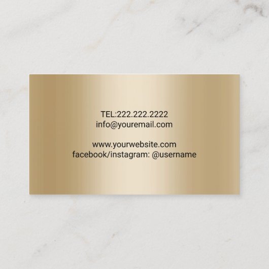 まつげエクステンションメイクアップアーティストモダン金ゴールドドリップ 名刺 (裏面)
