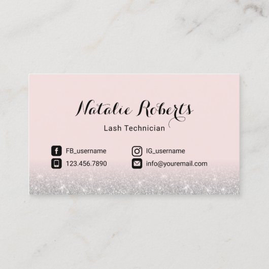 まつげエクステンションラッシュサロンピンク&シグラデーションルバー 名刺 (裏面)