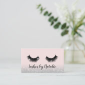 まつげエクステンションラッシュサロンピンク&シグラデーションルバー 名刺 (スタンド正面)