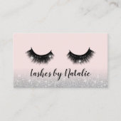 まつげエクステンションラッシュサロンピンク&シグラデーションルバー 名刺 (正面)