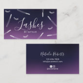 まつげエクステンションラッシュバーエレガント深いパープル 名刺 (正面/裏面)