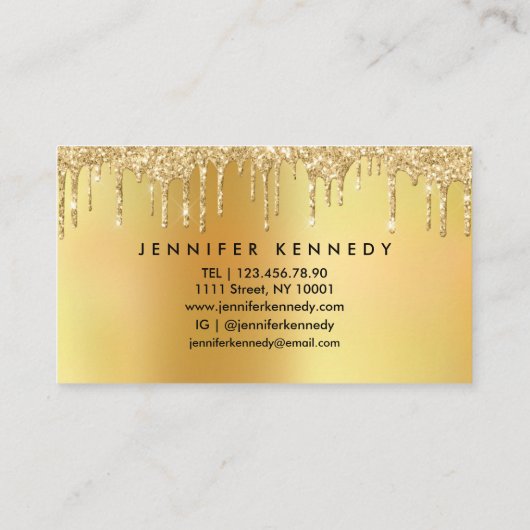 まつげエクステンション垂れ下がりグリッター金ゴールド 名刺 (裏面)