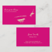 まつげエクステンション熱ピンクメイクアップ 名刺 (正面/裏面)