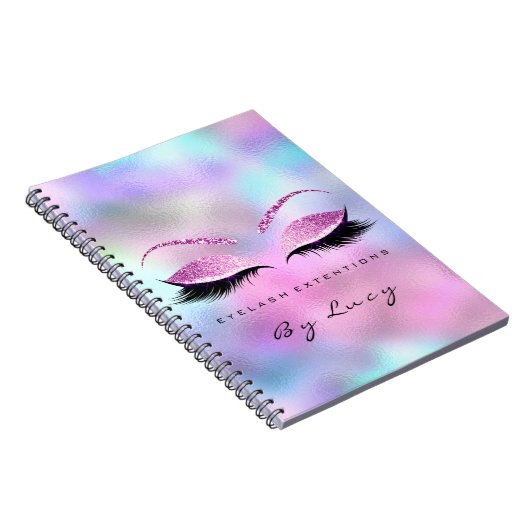 まつげエクステンション目メイクアップアーティストグリッターピンク ノートブック (右側)