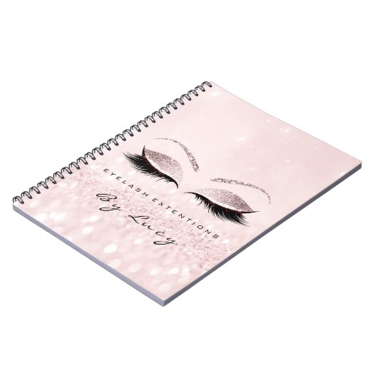 まつげエクステンション目メイクアップアーティストグリッターピンク ノートブック (左側)