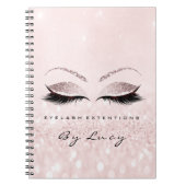 まつげエクステンション目メイクアップアーティストグリッターピンク ノートブック (正面)