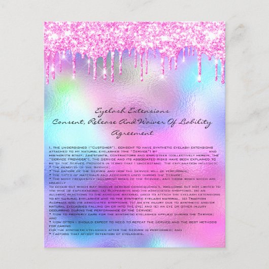 まつげエクステンション責任免除同意書 ローズドリップス チラシ (正面)