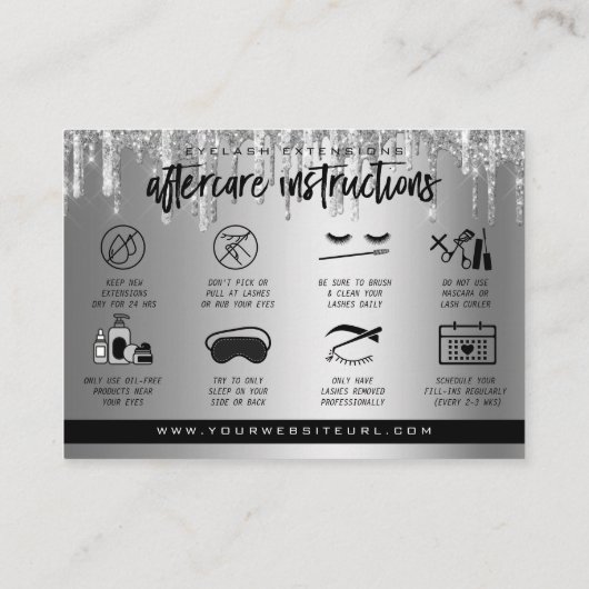 まつげエクステンション・アフターケアの説明Lashロゴ 名刺 (裏面)