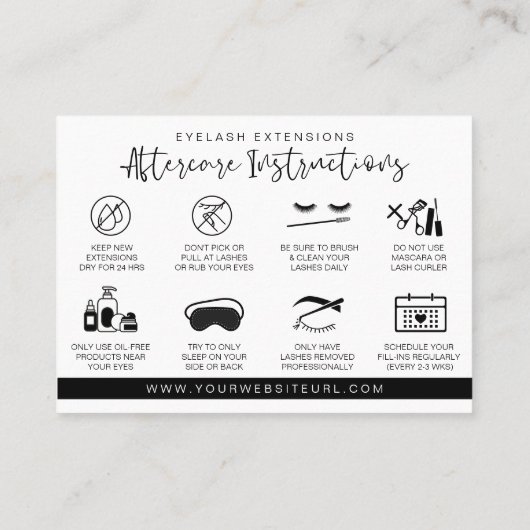 まつげエクステンション・アフターケアの説明Lashロゴ 名刺 (裏面)