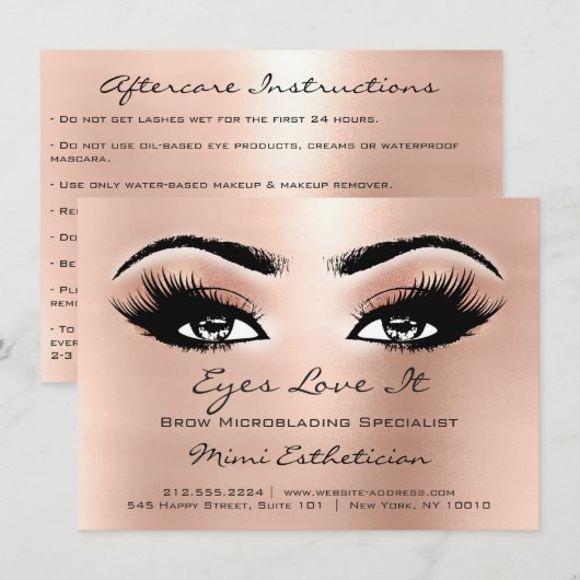 まつげエクステンション アフターケアガイド ピーチラックス 招待状 (正面/裏面)