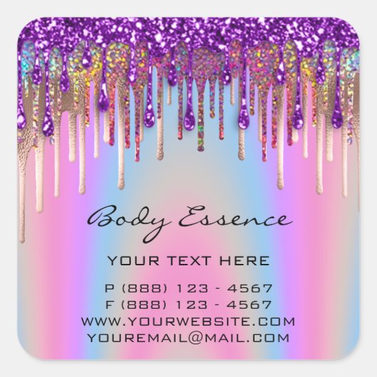 まつげエクステンション ショップ ホログラフ パープル パステル スクエアシール (正面)