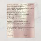 まつげエクステンション 同意書、免責及び放棄書 ローズ チラシ (裏面)