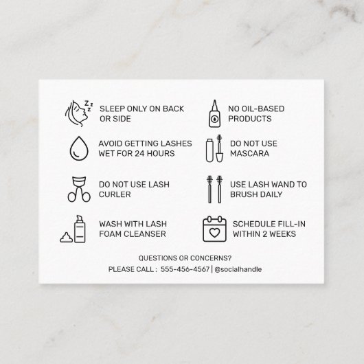 まつげエクステンションLashアフターケアカード 名刺 (裏面)