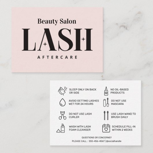 まつげエクステンションLashアフターケアカード 名刺 (正面/裏面)