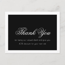 まつげエクステ　シンプル　ブラック＆ホワイト　ボーダー　ありがとう ポストカード