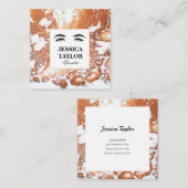 まつげエレガントまつ毛サンゴ白大理石 スクエア名刺 (正面/裏面)