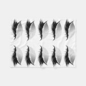 まつげガーリーグリッター白黒 フリースブランケット (正面(横))