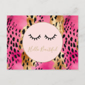 まつげガーリーピンクグラムブラック金ゴールドヒョウ ポストカード (正面)