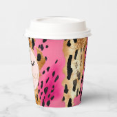 まつげガーリーピンクグラムブラック金ゴールドヒョウ 紙コップ (左)