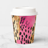 まつげガーリーピンクグラムブラック金ゴールドヒョウ 紙コップ (裏面)