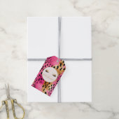 まつげガーリーピンクグラム金ゴールドスパークルヒョウ ギフトタグ (より糸付き)