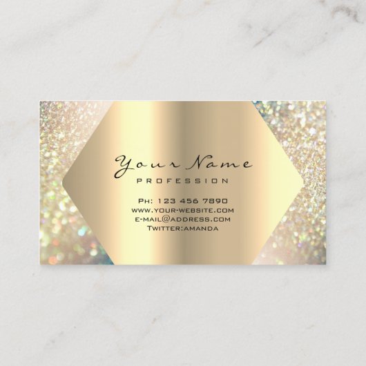 まつげグリッターメイクアップアーティストシャンパイニュ金ゴールド 名刺 (裏面)