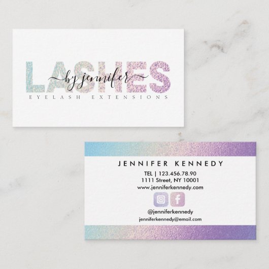 まつげスペシャリストホログラフィックフォイルスクリプト 名刺 (正面/裏面)