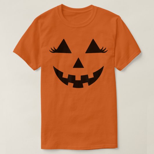 まつげティーハロウィンコーディネートかぼちゃ顔コスタム Tシャツ (デザイン正面)