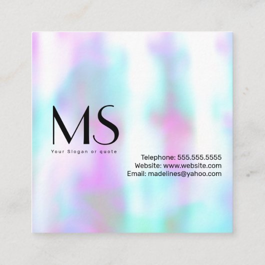 まつげテクニカかわいらしーパステルパステルまつげドードル スクエア名刺 (裏面)