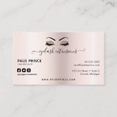 まつげテクラッシュスタイルリスト赤面ピンクグリッタードリップ 名刺 (裏面)