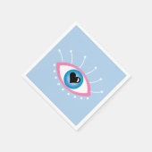 まつげピンク色の青を持つギリシャの邪悪な目 スタンダードカクテルナプキン (角)