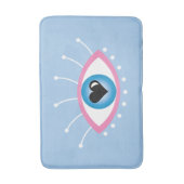 まつげピンク色の青を持つギリシャの邪悪な目 バスマット (正面縦)