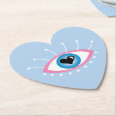まつげピンク色の青を持つギリシャの邪悪な目 ペーパーコースター (アングル)