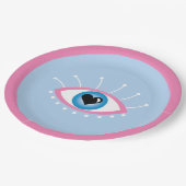 まつげピンク色の青を持つギリシャの邪悪な目 ペーパープレート (アングル)