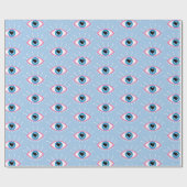 まつげピンク色の青を持つギリシャの邪悪な目 ラッピングペーパー (フラット)