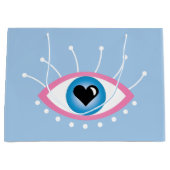 まつげピンク色の青を持つギリシャの邪悪な目 ラージペーパーバッグ (正面)