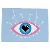 まつげピンク色の青を持つギリシャの邪悪な目 ラージペーパーバッグ (裏面)