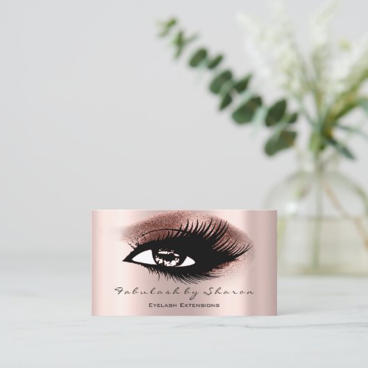 まつげプロフェッショナルメイクアップアーティストバラ金ゴールド 名刺 (スタンド正面)