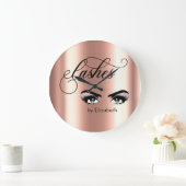 まつげメイクアップまつげバラ金ゴールド目 ラージ壁時計 (ホーム)