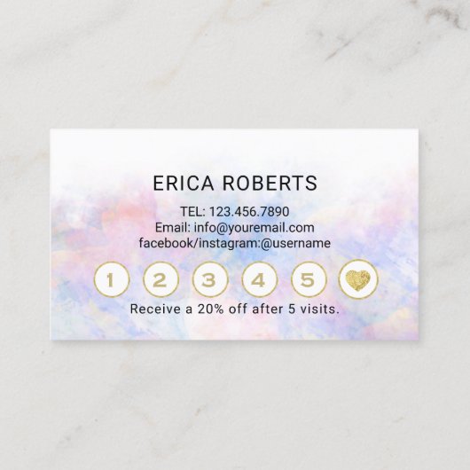 まつげメイクアップアーティスエレガントトの水彩 ロイヤリティカード (裏面)