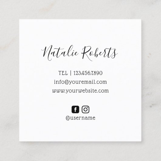 まつげメイクアップアーティストかわいいラッシュロゴ美しいラウンジ スクエア名刺 (裏面)