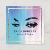 まつげメイクアップアーティストウォーターカラーブルーパープルサロン スクエア名刺 (正面)