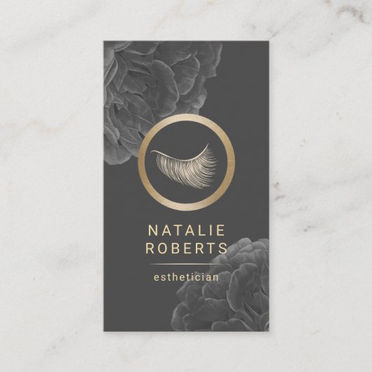 まつげメイクアップアーティストエステティシャンダークフローラ 名刺 (正面)