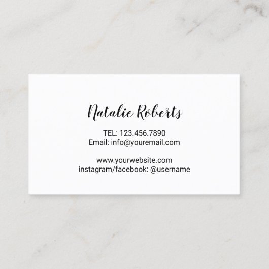 まつげメイクアップアーティストエレガント手書きスクリプト 名刺 (裏面)