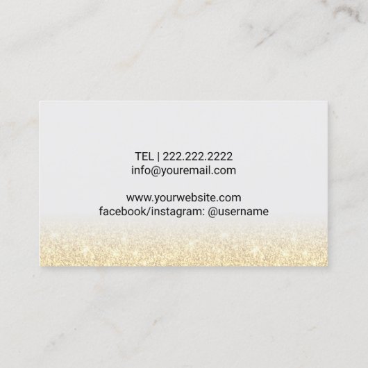 まつげメイクアップアーティストエレガント金ゴールドグリッター 名刺 (裏面)