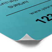 まつげメイクアップアーティストサロン開館時間ティール(緑がかった色) ポスター (角)