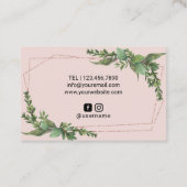 まつげメイクアップアーティストジオメトリックグリーン赤面ピンク 名刺 (裏面)