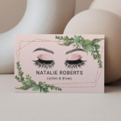 まつげメイクアップアーティストジオメトリックグリーン赤面ピンク 名刺